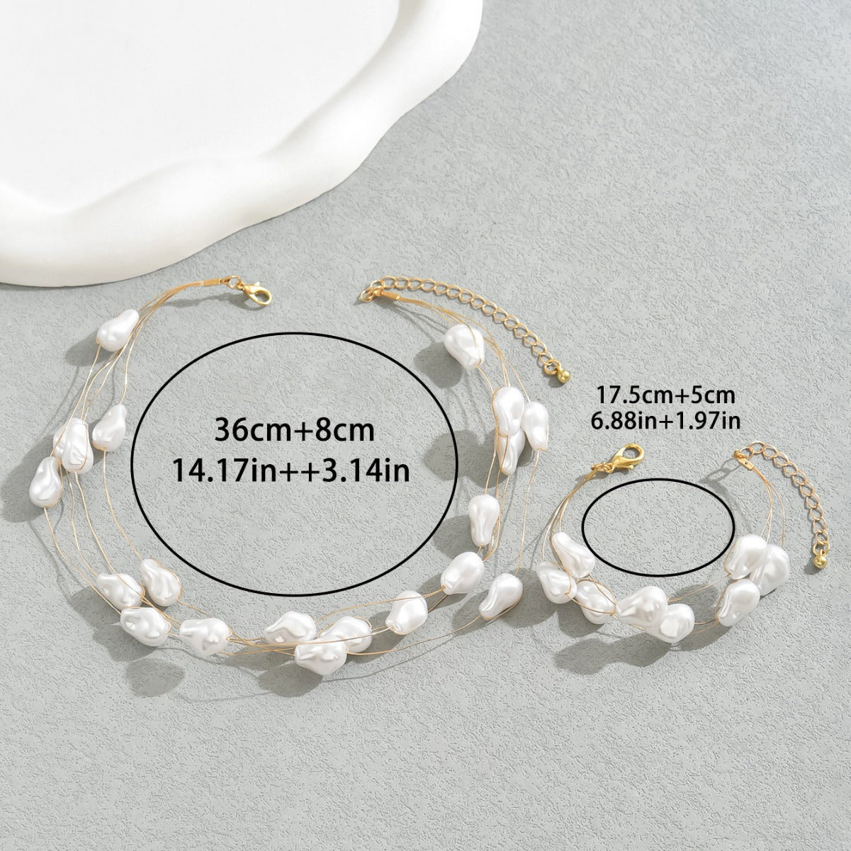 New Cross-border European American Women Jewelry Set, Niche Designed Multi-layer Beaded Bracelet & Pearl Matching Necklace Accessories