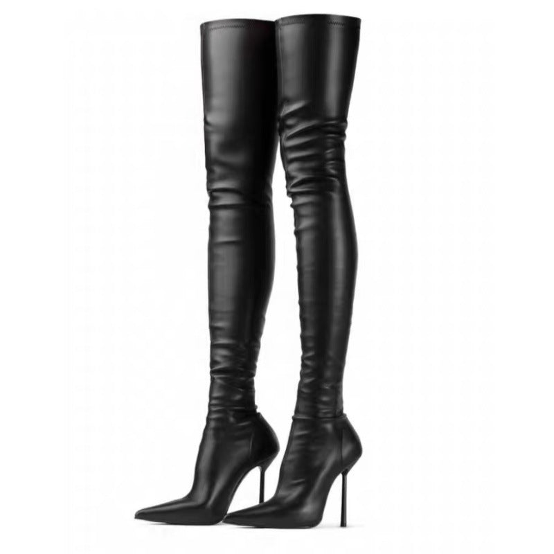 Fashionable Pointed-toe Stiletto Ultra-high-heeled Over-the-knee Plus-size Womens Boots