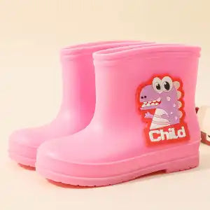 The Waterproof Shoes For Children In Dinosaur Are Thickened And Flexed