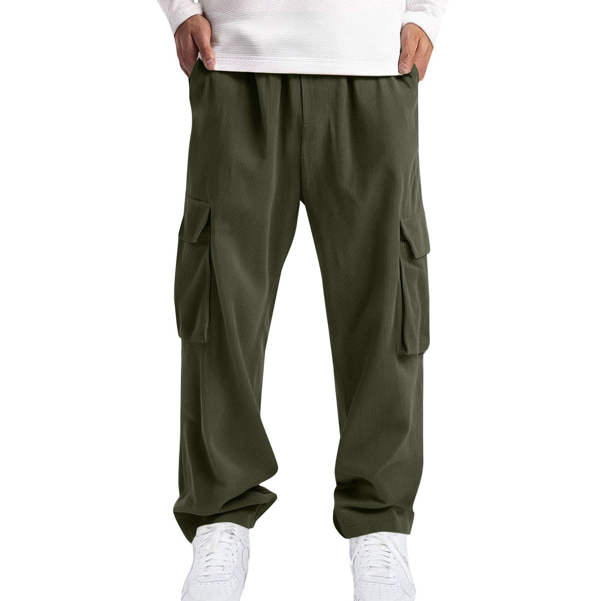 Mens Casual Sporty Corduroy Jogger Work Pants