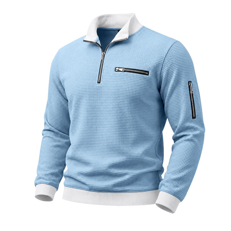 Mens Relaxed-fit Casual Stand-collar Hoodie