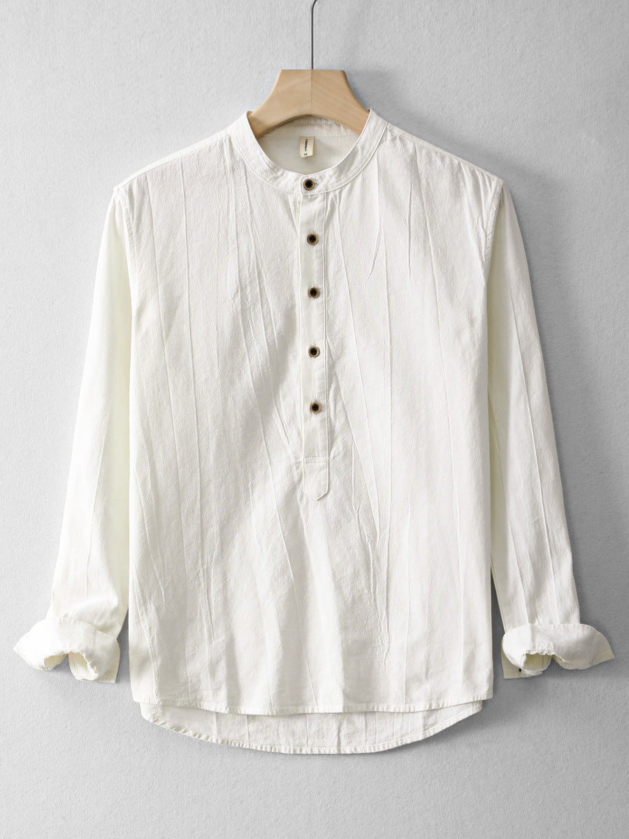 New Mens Ramie Minimalist Casual Shirt