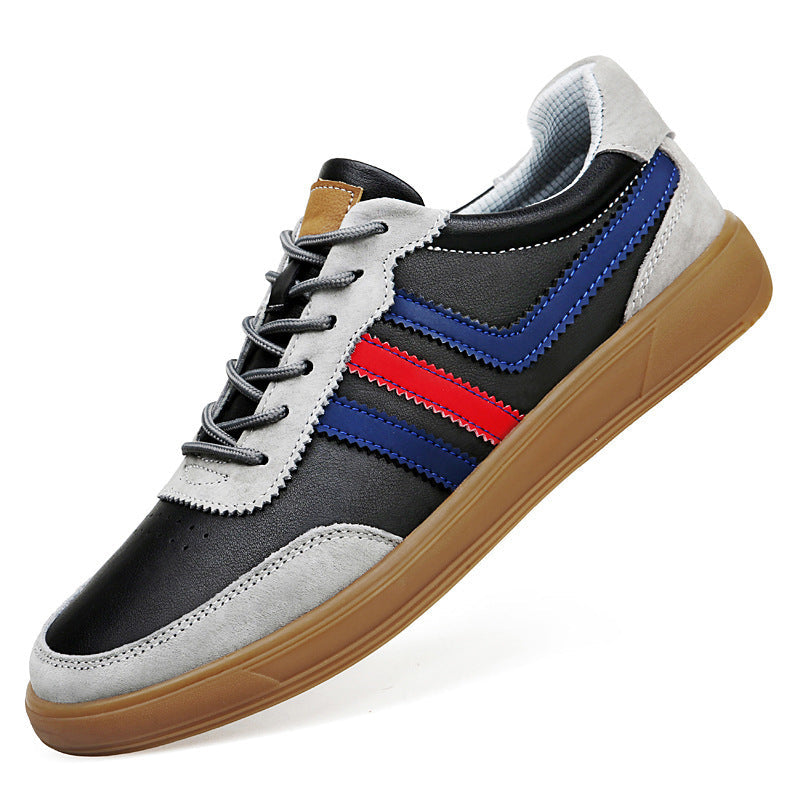 Mens Leather Sneakers With Built-In Height-Boosting Insoles And Tendon-Style Rubber Soles