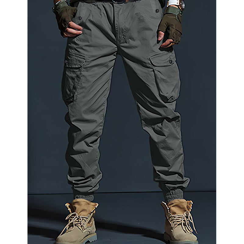 Mens Slim-fit Multi-pocket Work Trousers