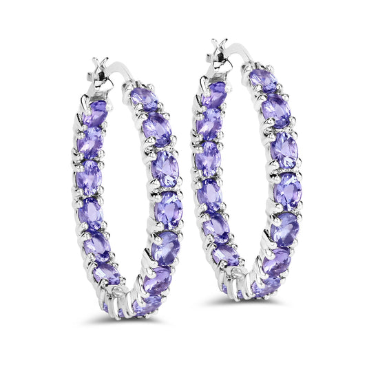 Ohrringe aus echtem Tansanit (5,10 Karat) und 925er Sterlingsilber