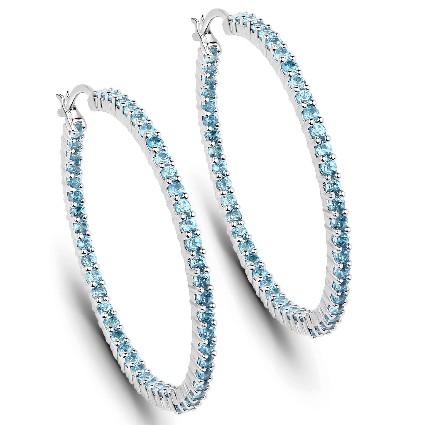 3.60 Karat Echter Schweizer Blauer Topas .925 Sterling Silber Ohrringe