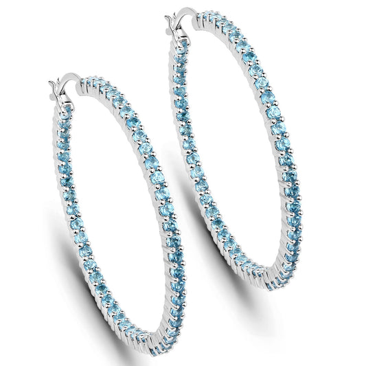 3.60 Karat Echter Schweizer Blauer Topas .925 Sterling Silber Ohrringe