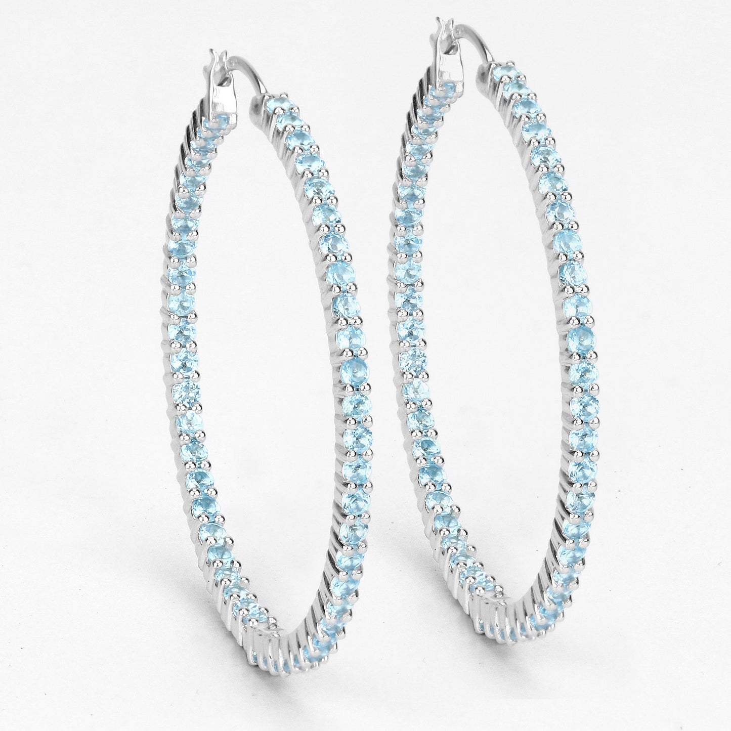 3.60 Karat Echter Schweizer Blauer Topas .925 Sterling Silber Ohrringe