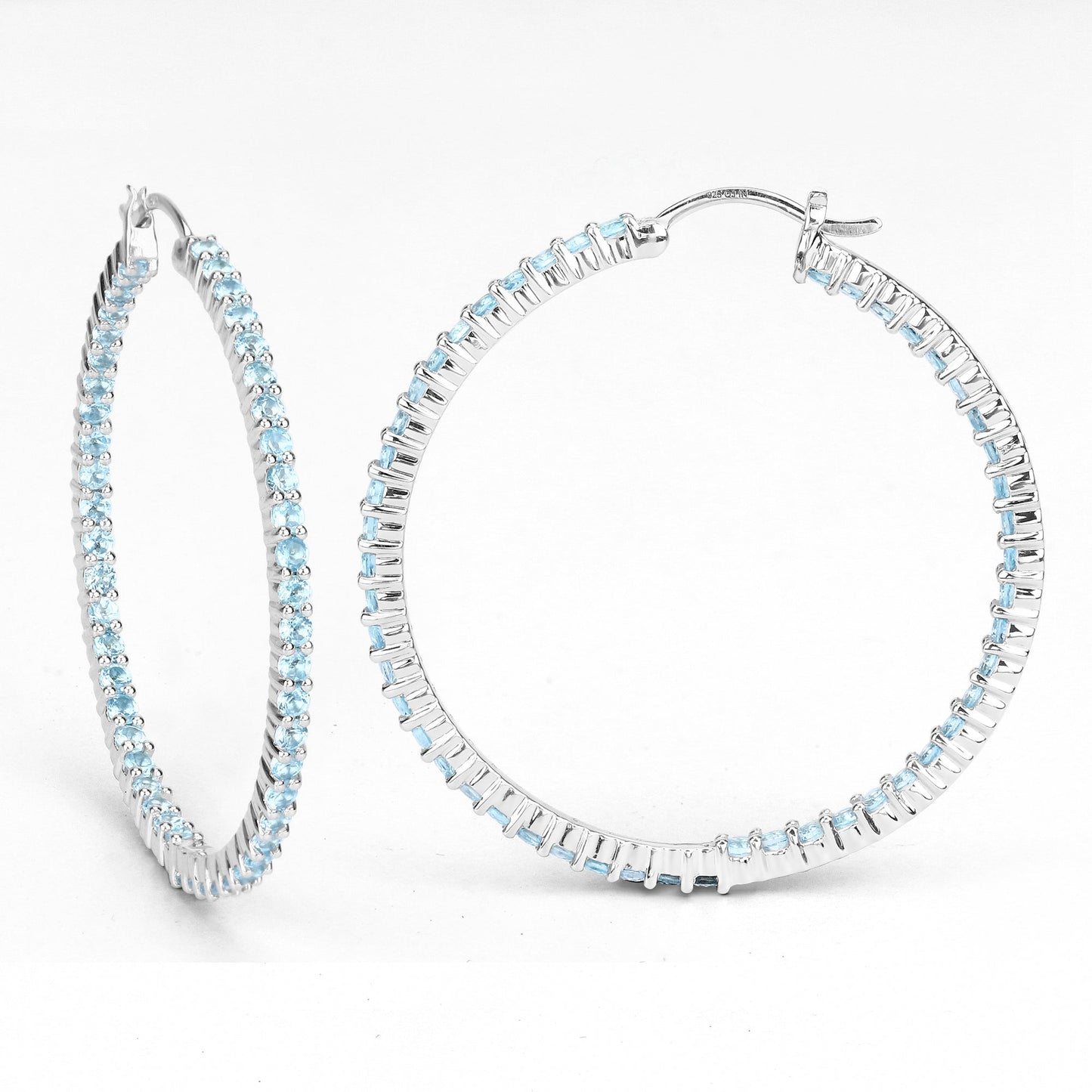 3.60 Karat Echter Schweizer Blauer Topas .925 Sterling Silber Ohrringe
