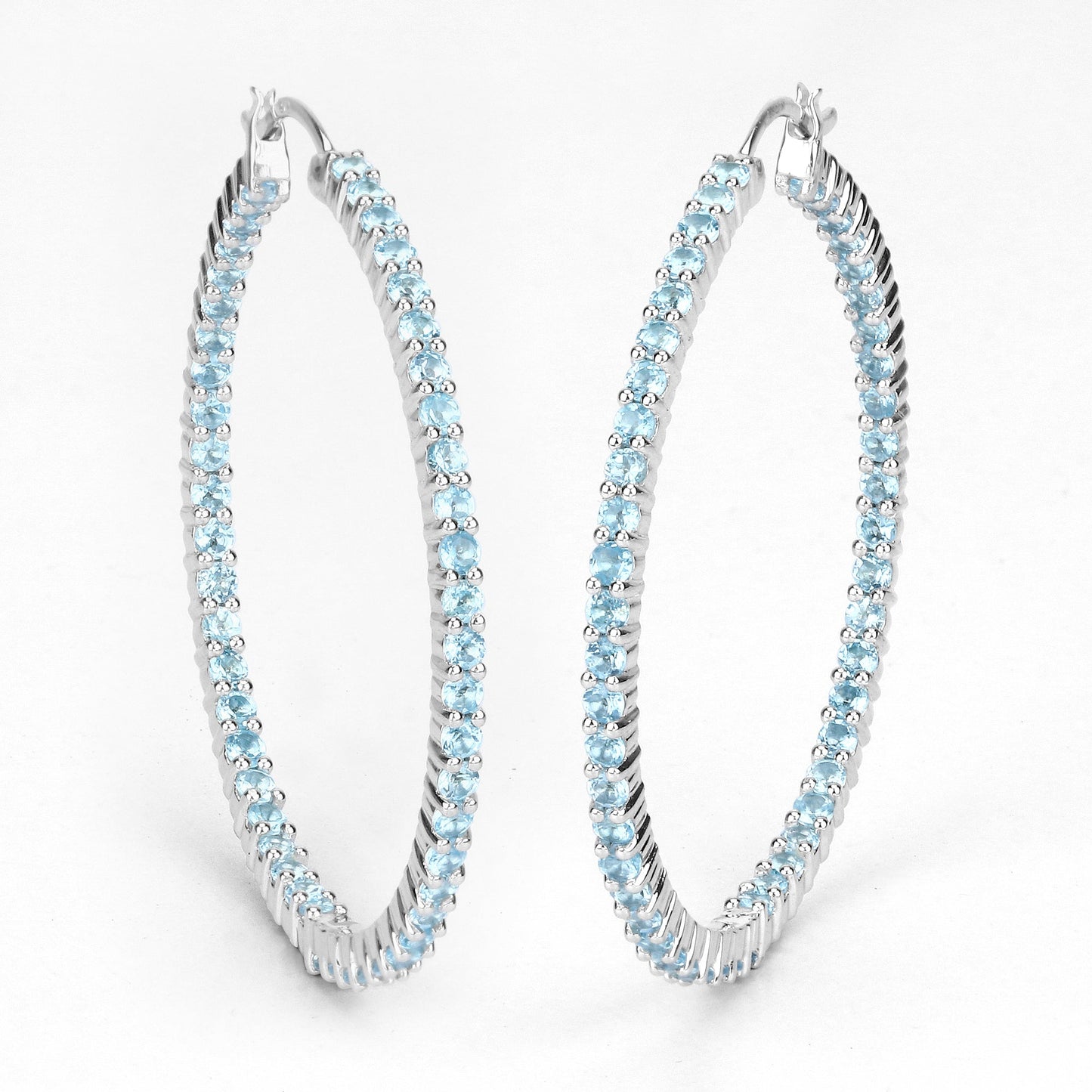 3.60 Karat Echter Schweizer Blauer Topas .925 Sterling Silber Ohrringe