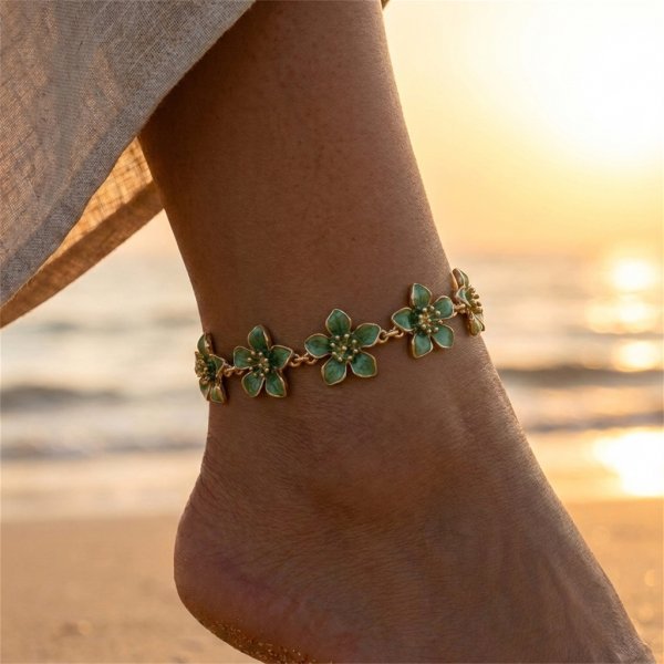 Exaggerated Hollow-out Metal Flower Anklet
