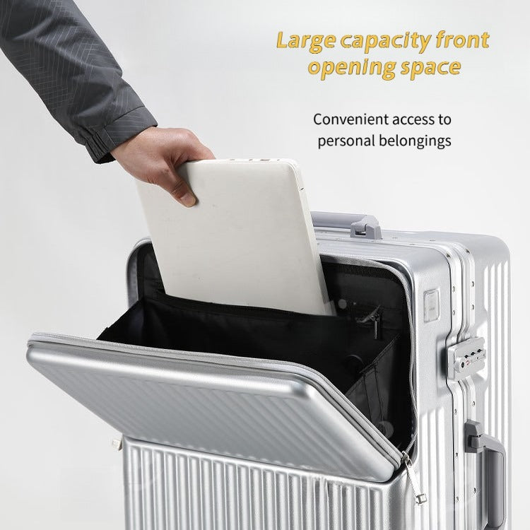 Frame Luggage, Front Open Lid Luggage, 20 Inch 24 Inch Large Capacity, TSA Lock, Universal Wheel Aluminum Frame Luggage, Sturdy And Durable Bag Set