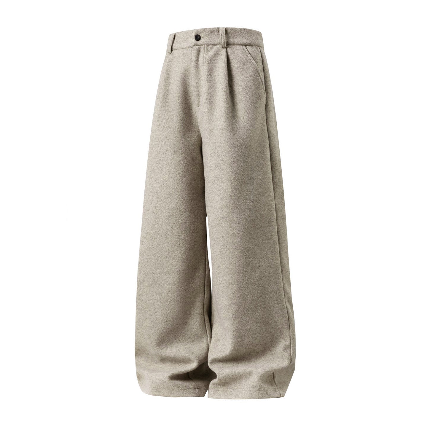Wool Straight-leg Loose Pleated Casual Pants Thickened Long Trousers For Men