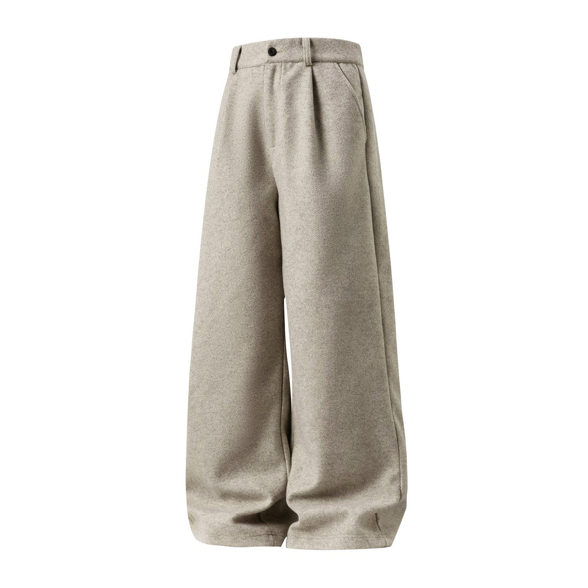 Wool Straight-leg Loose Pleated Casual Pants Thickened Long Trousers For Men