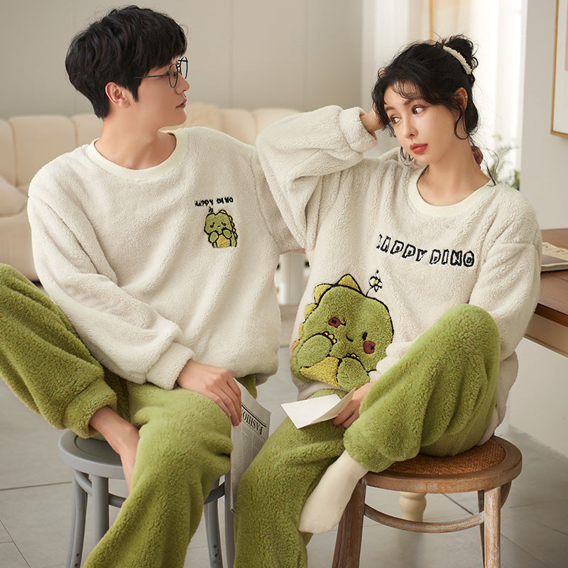 Coral Fleece Couple Household Velvet Pajamas