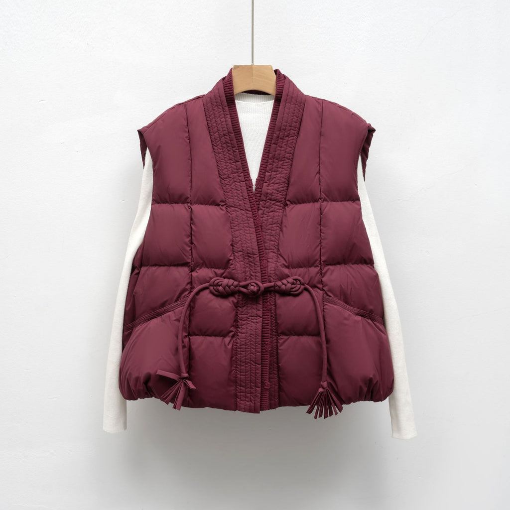 New National Standard Autumn And Winter Plain Color V-neck Loose Vest