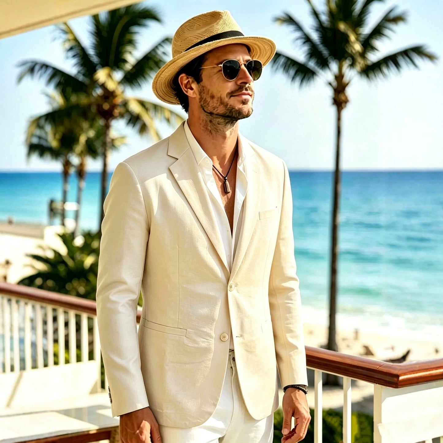 Mens Thin Casual Linen Business Suit Jacket