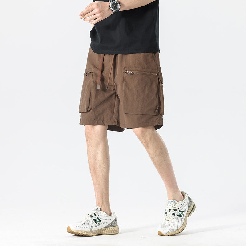 Ice-silk Work Shorts For Men Summer Thin Mid-length Pants