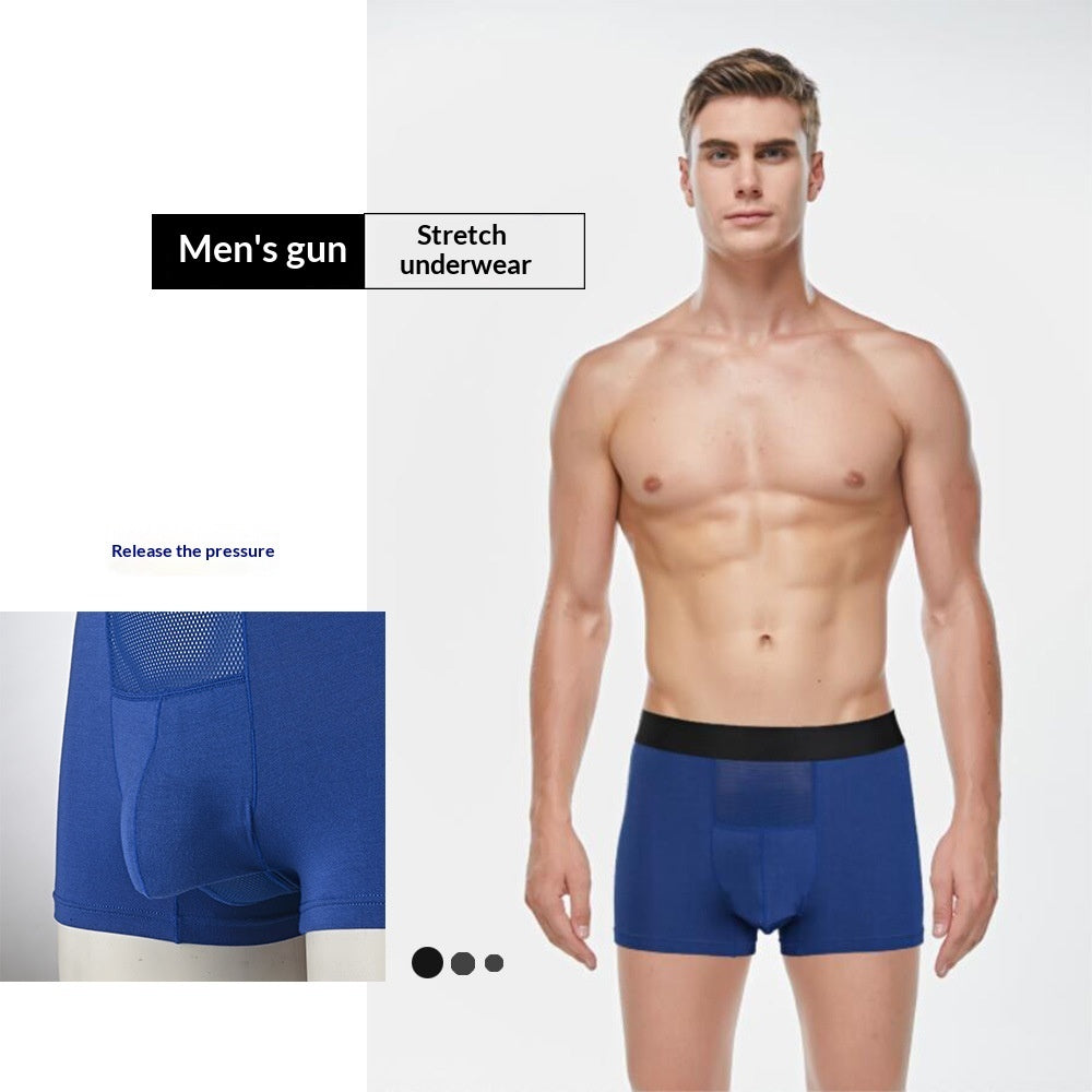 Men's Scrotal-supporting Flat-bottomed Boxer Briefs With Vein Support
