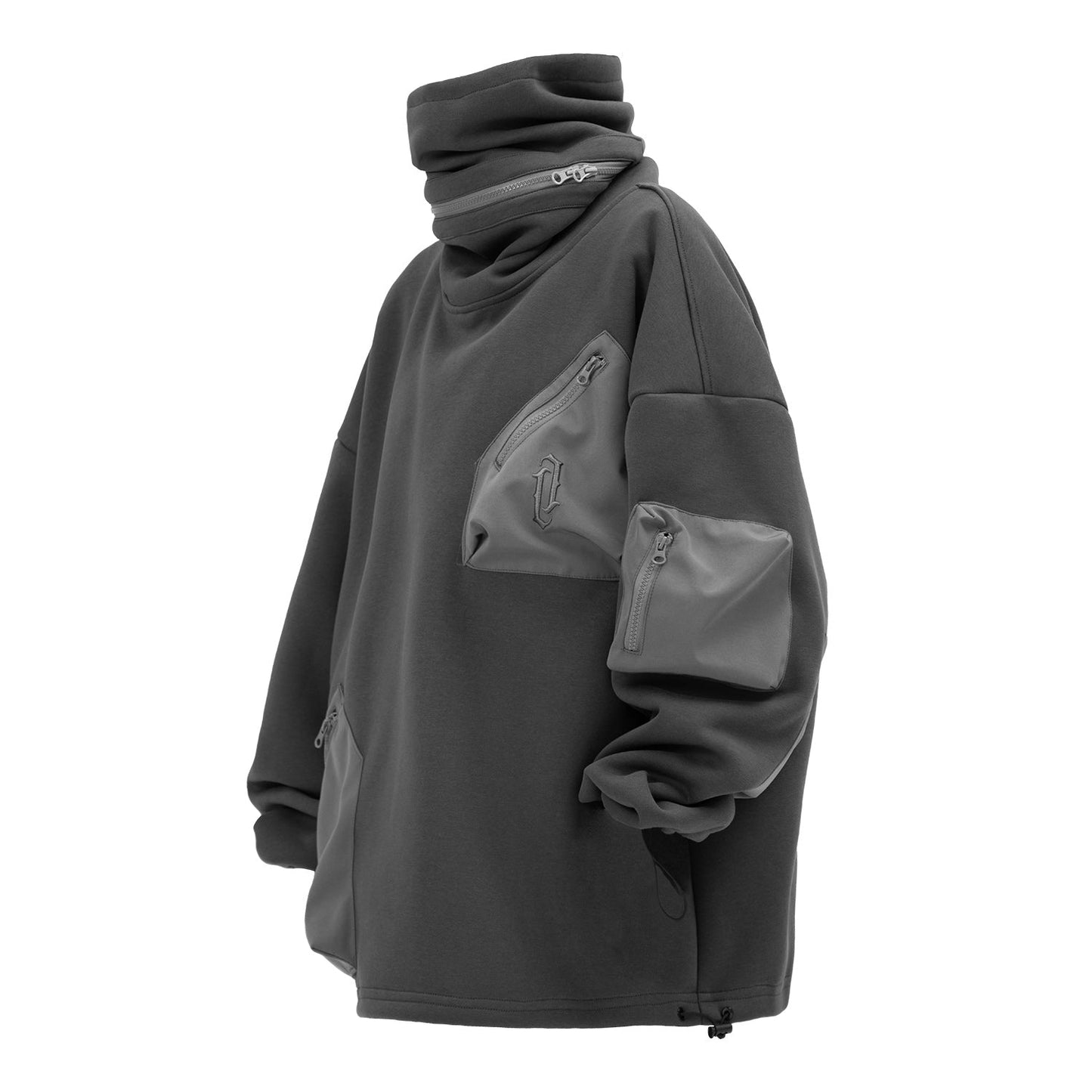 Sweat à capuche utilitaire gris HiH33