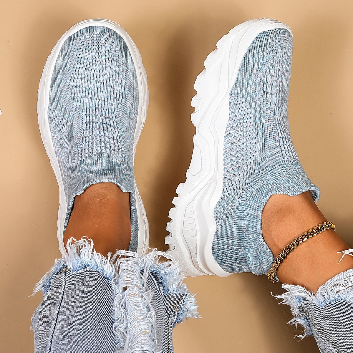 Sports Women's Breathable Flying Woven Socks Slip-on Lazy Shoes