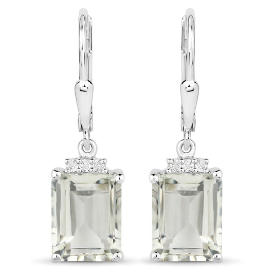 7.23 Karat echte grüne Amethyst- und Weißtopas-Ohrringe aus 925er Sterlingsilber