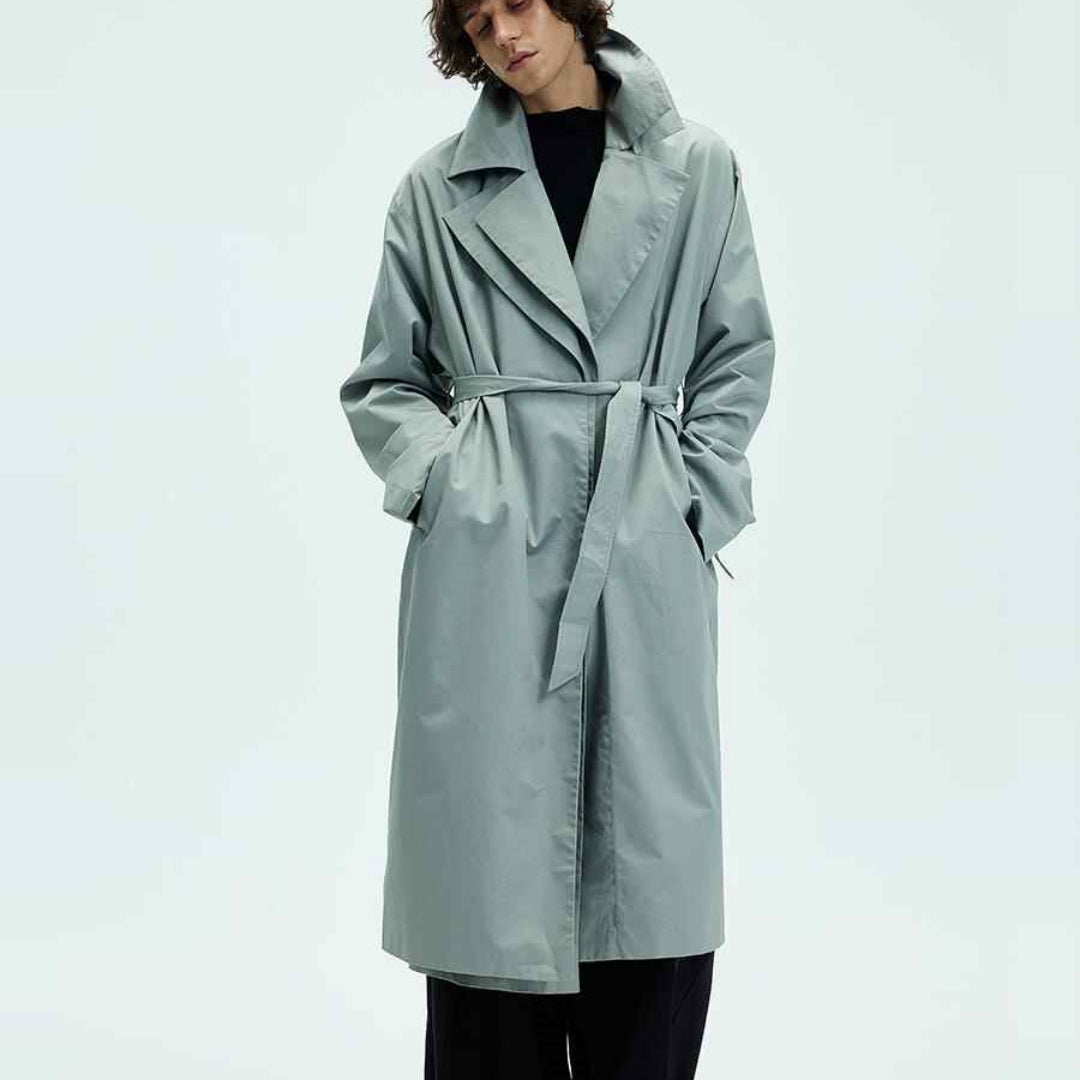 Mens Solid-color Loose-fitting Mid-length Coat