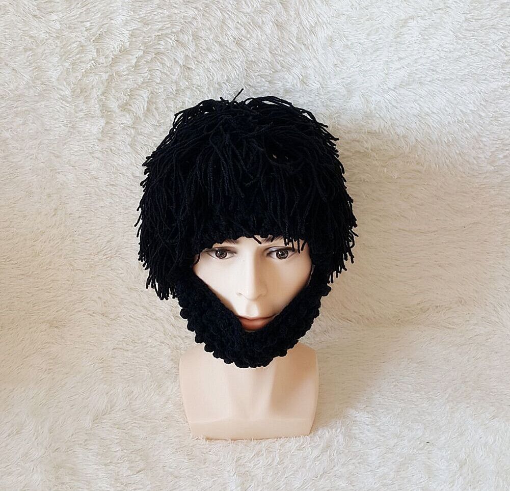Creative Knitted Ski Hat With A Wig Beard