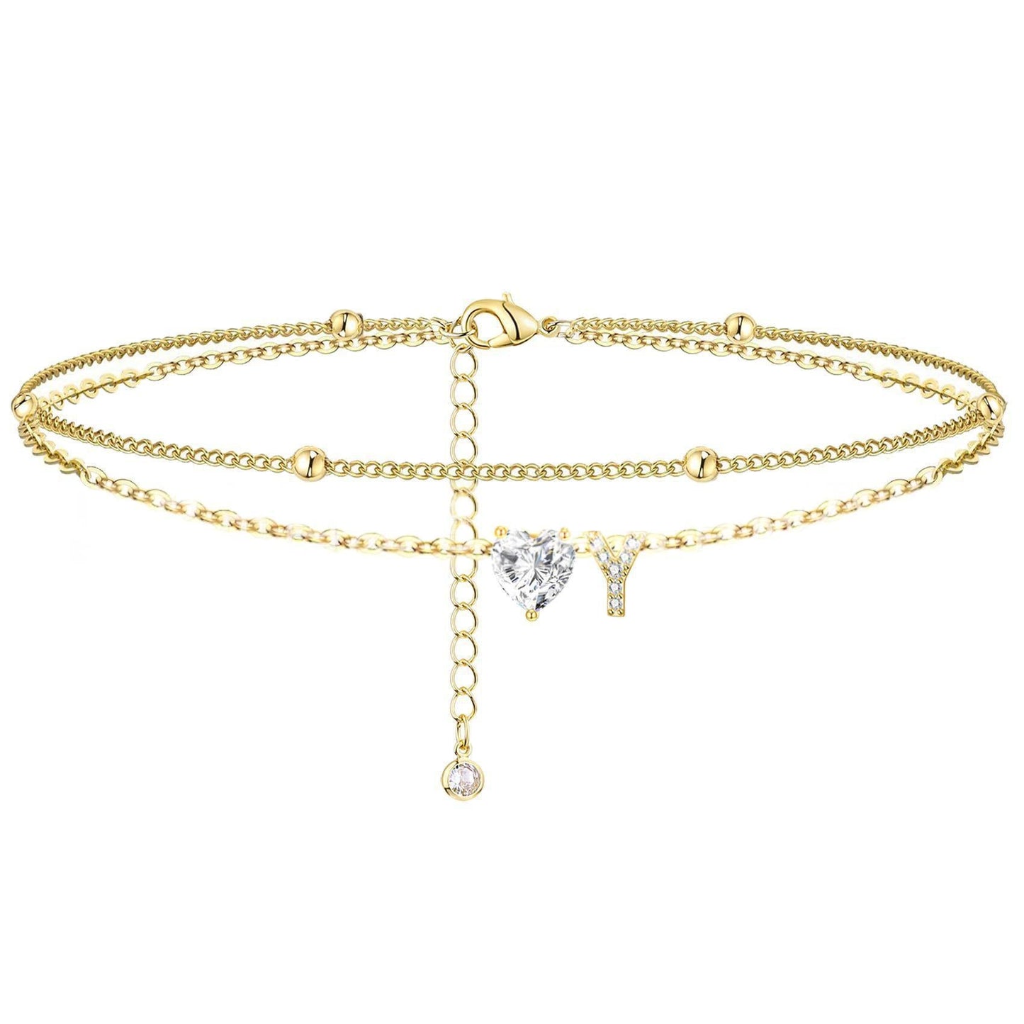 Womens Adjustable Delicate Versatile Double-layer Anklet Set