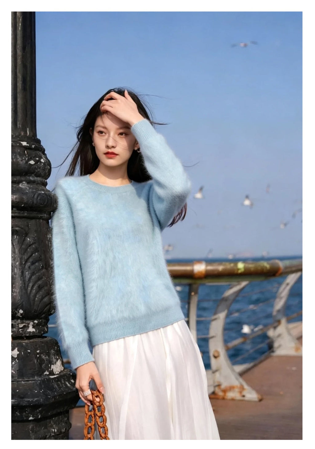 Womens Casual, Loose-fitting, Versatile Solid-color Sweater
