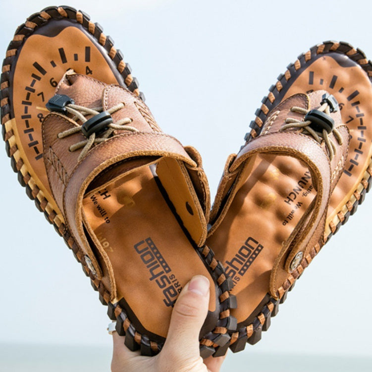 Casual Beach Shoes Fashionable Mens Versatile Two-way Footwear In Large Sizes