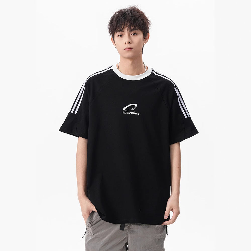 Couple's Heavy-Weight Preppy Style Half-Sleeve Top
