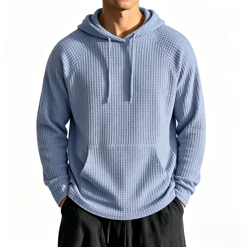 Mens Relaxed-fit Casual Waffle-knit Hooded Jacket