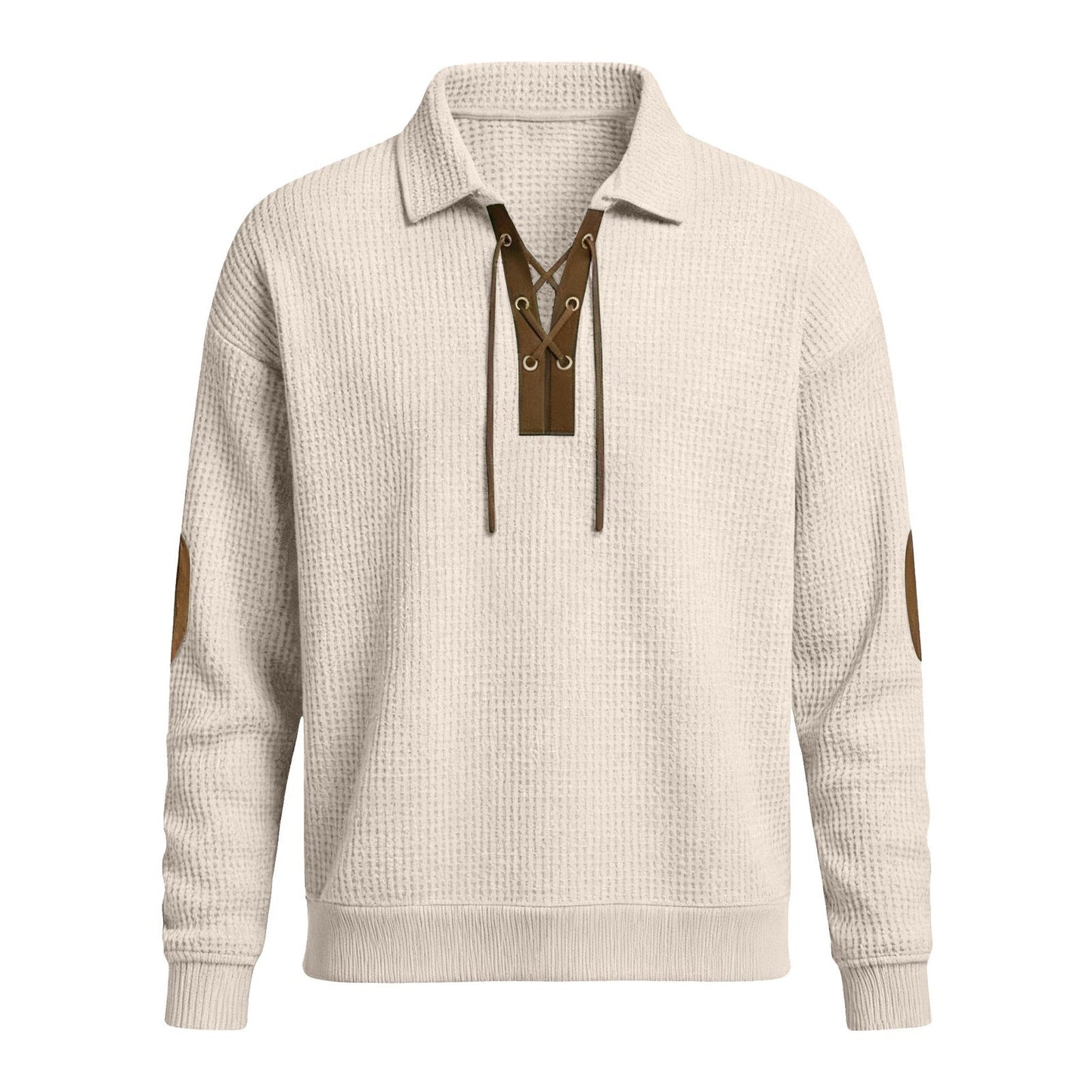 Mens Fashion Solid-Color Long-Sleeve Loose-Fit Sweatshirt