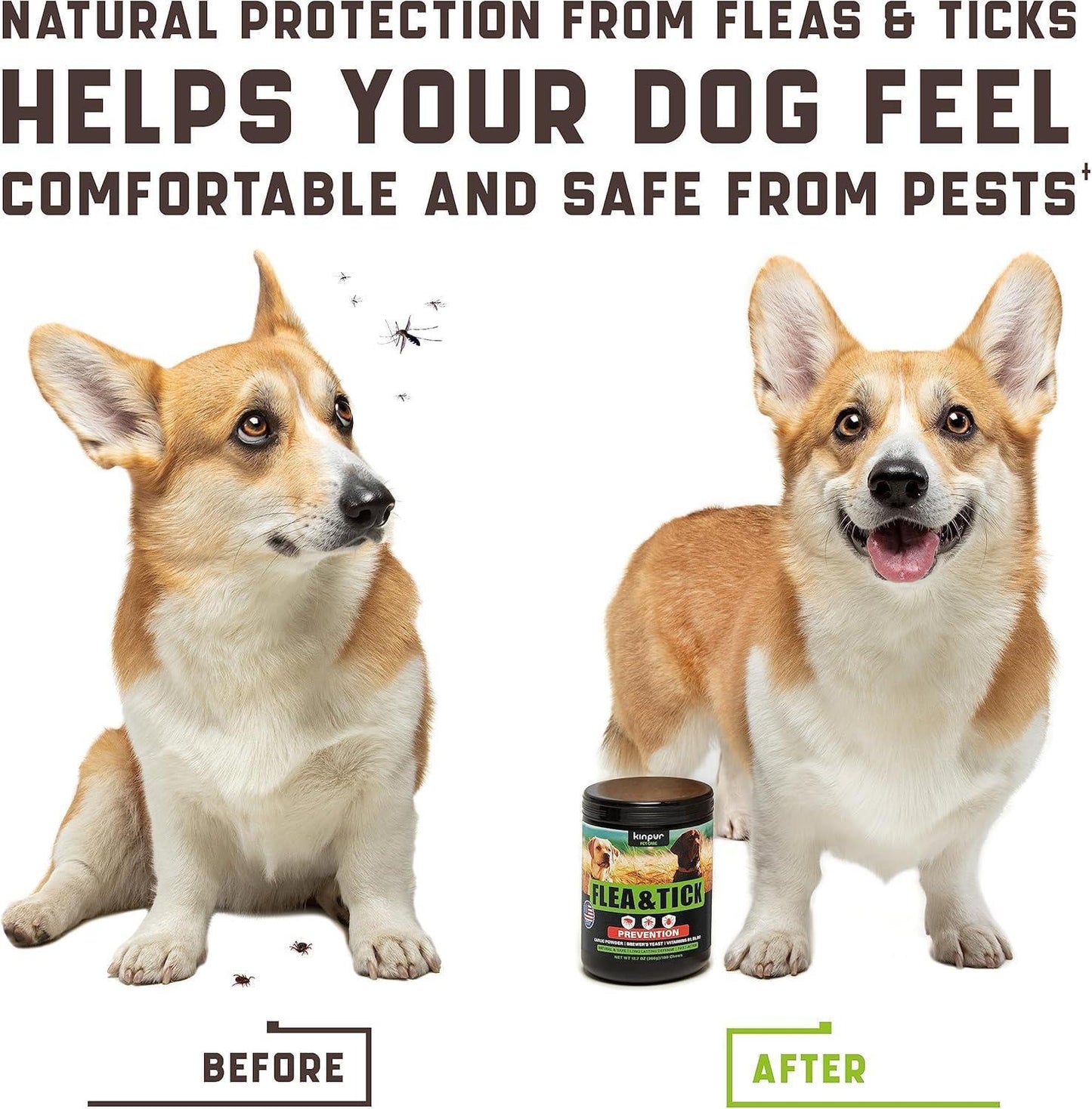 Flea and Tick Prevention Chewable for Dogs No Collars, No Mess Easy Help with Flea and Tick for Dogs American Quality for All Breeds and Ages DuckFlavored Treats 180 Flea Chews for Dogs