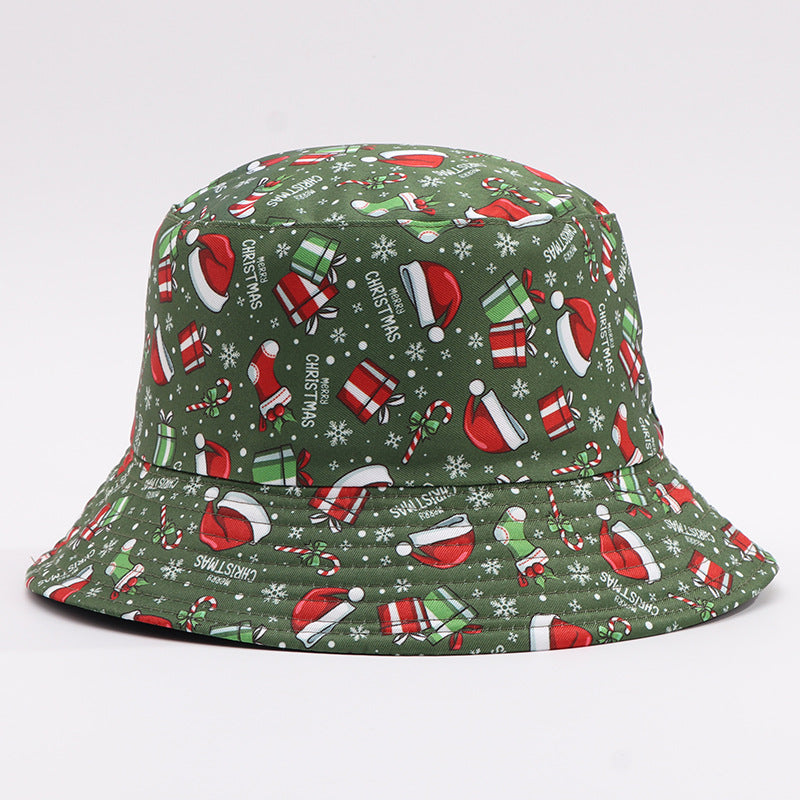 European And American Digital-print Bell-shaped Reindeer Bucket Hat