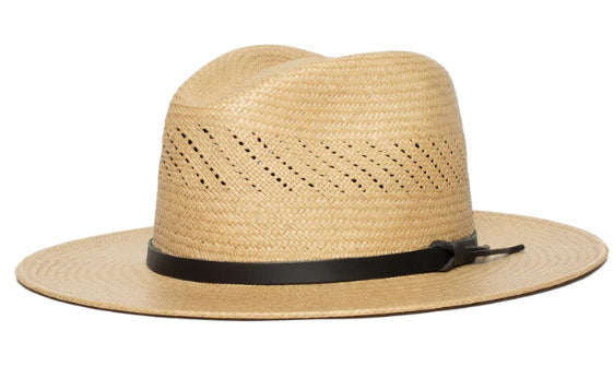 Striped Bow Flat-brimmed Jazz Straw Top Hat