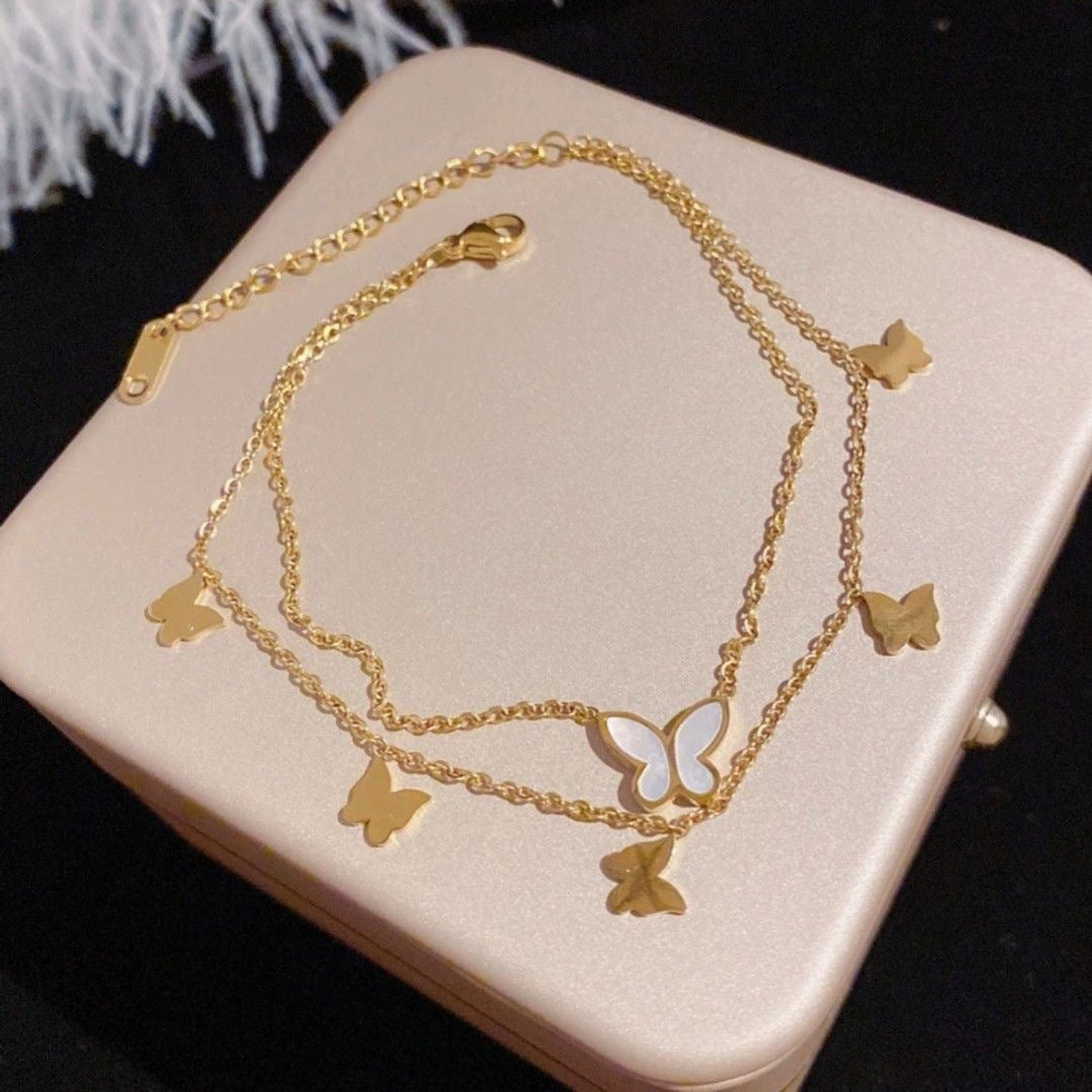 Butterfly Anklet For Women High end 18k Gold colored Trendy Foot Chain