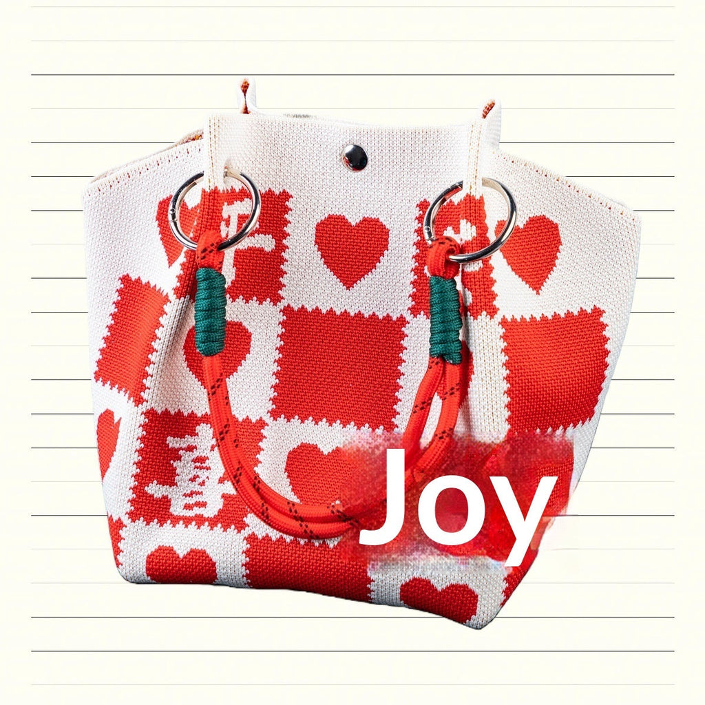 Knitted Tote Bag Commuter-friendly Handbag Simple Style
