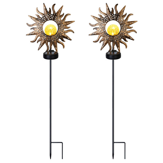 Lampe solaire sur piquet IP54 étanche décorative globe en verre craquelé Lumières sur piquet pour jardin pelouse cour allée