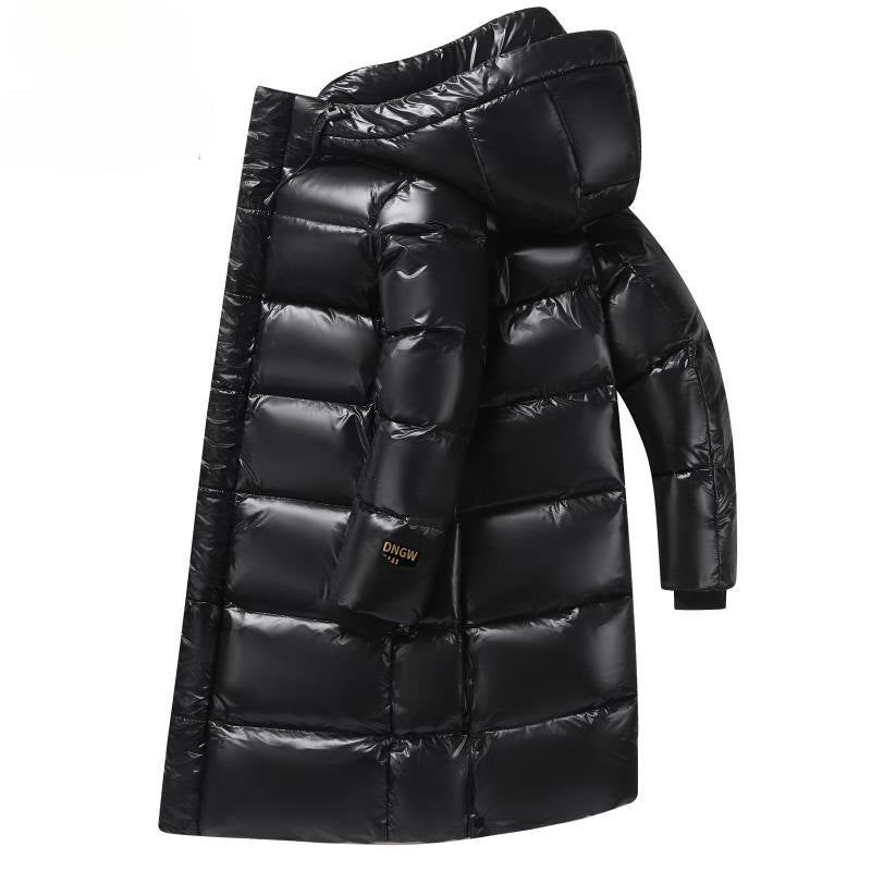 Mens Hooded Black And Gold Goose Down Jacket