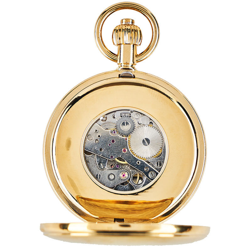 Dual-display Folding Cover Sun-moon-star Automatic Mechanical Pocket Watch