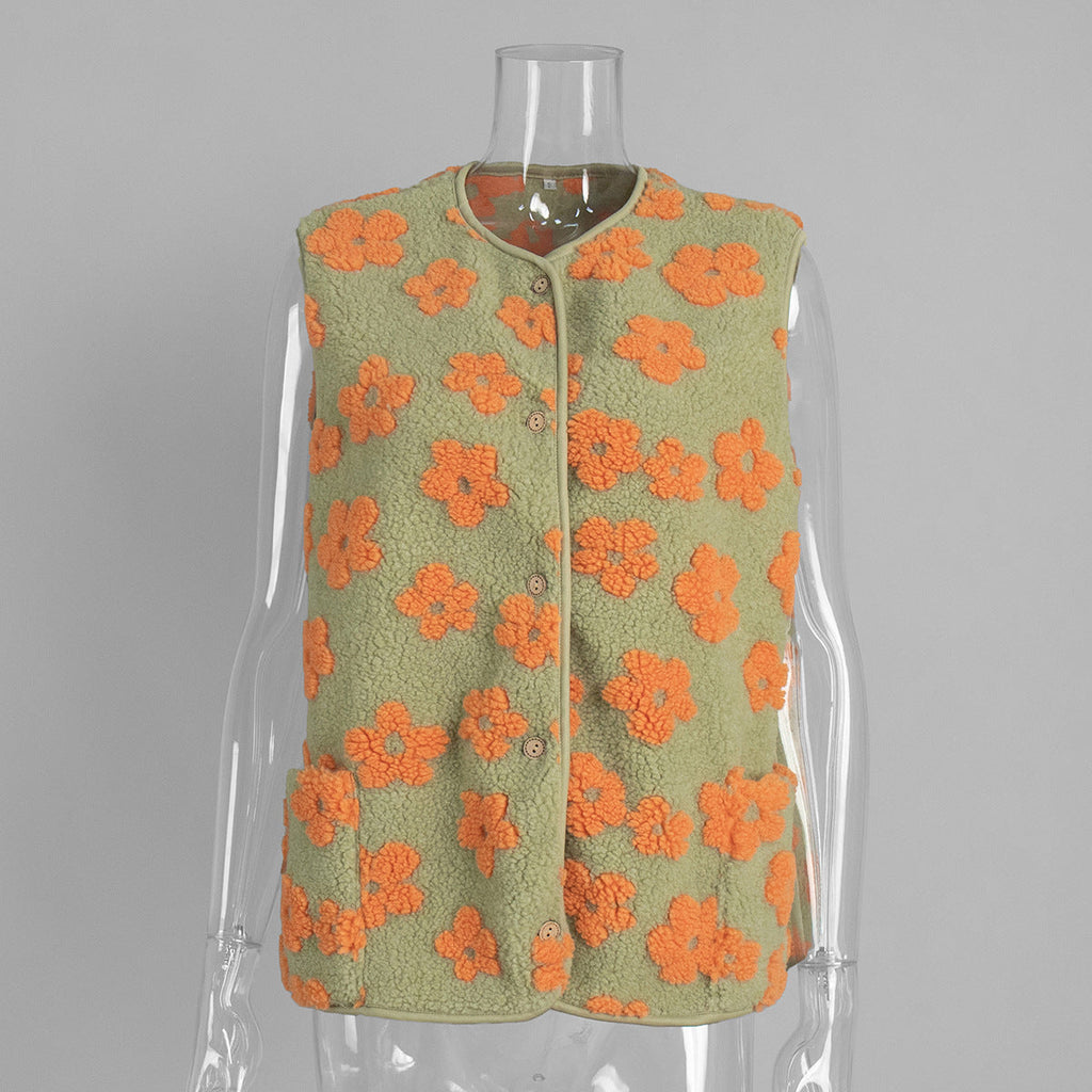 AutumnWinter Fleece Cardigan Vest Women's
