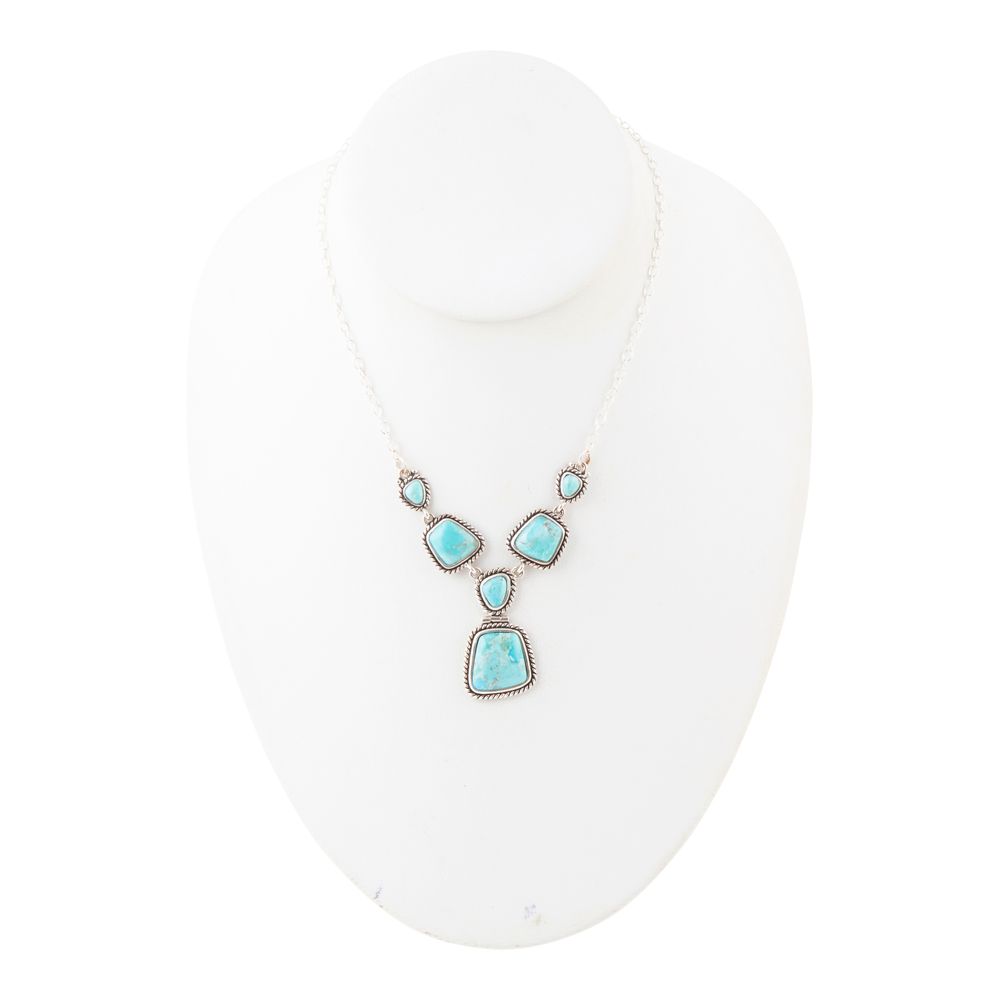 Collier en argent sterling avec turquoise bleue « Terre et Ciel »