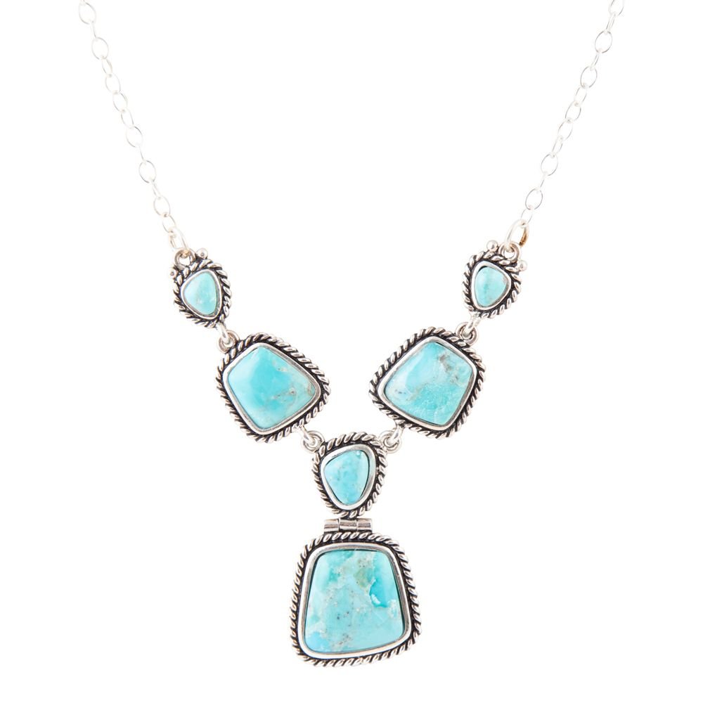 Collier en argent sterling avec turquoise bleue « Terre et Ciel »