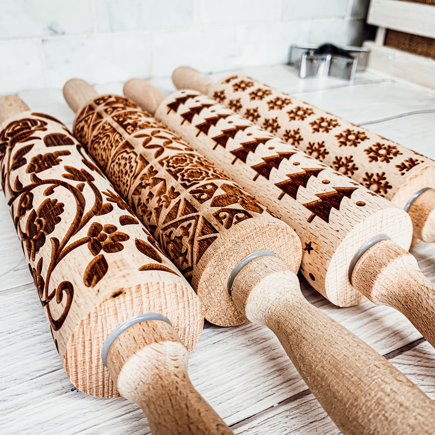 Easter Spring Rolling Pins for Kids and Bakers - Embossed Cookie Dough Pins