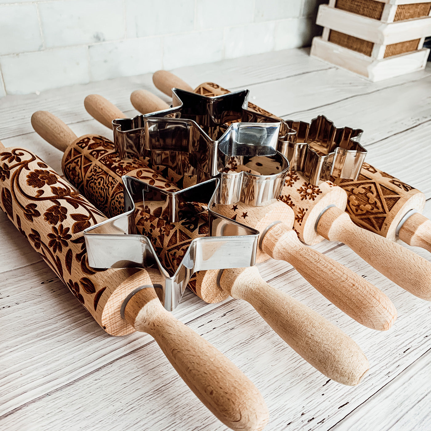 Easter Spring Rolling Pins for Kids and Bakers - Embossed Cookie Dough Pins