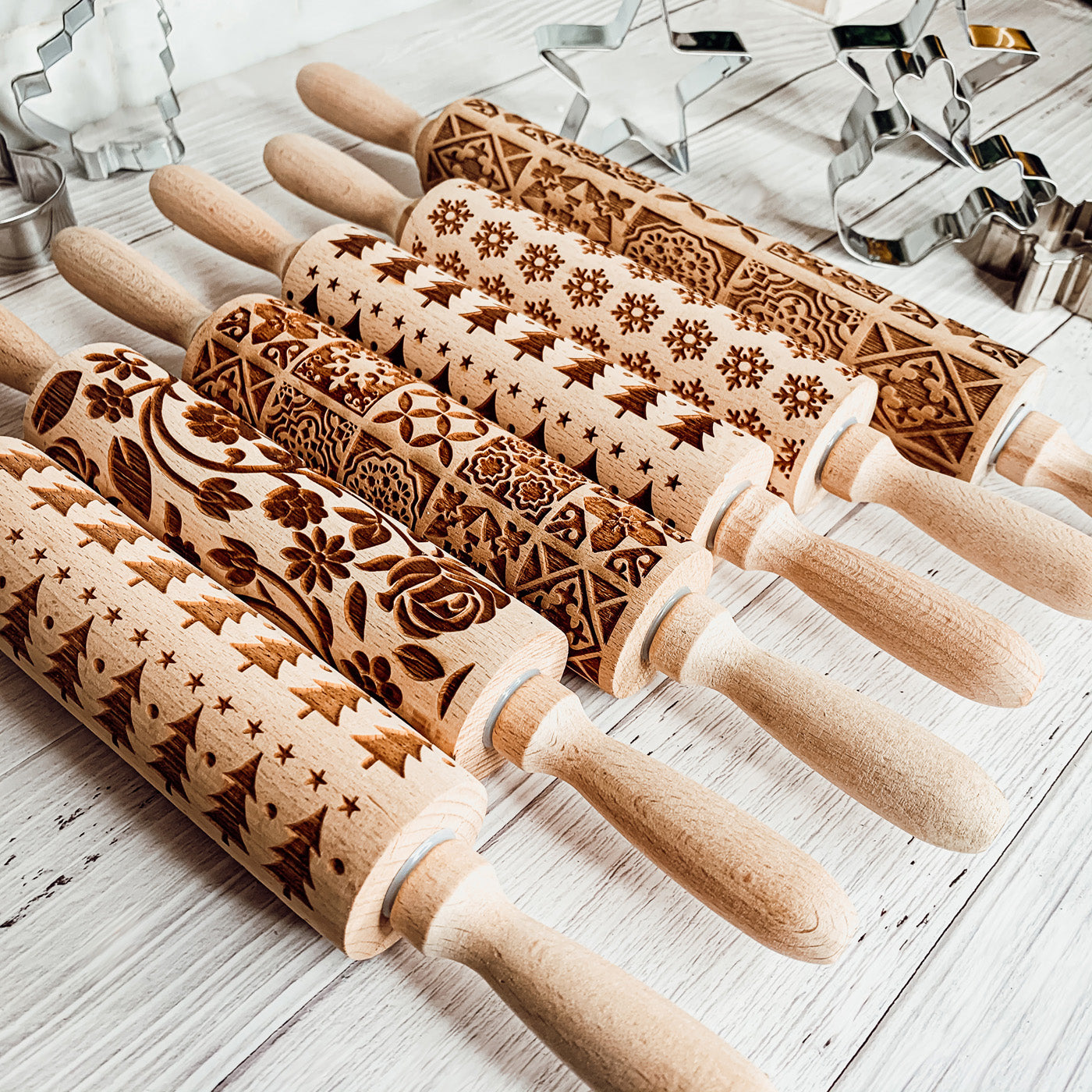 Easter Spring Rolling Pins for Kids and Bakers - Embossed Cookie Dough Pins