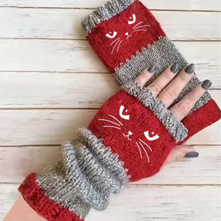 New Autumnwinter Stylish And Warm Patchwork Embroidered Gloves