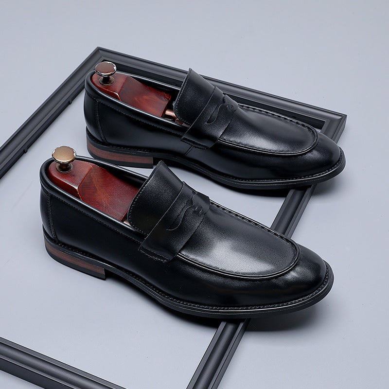 British-style Minimalist Business Formal Slip-on Casual Mens Leather Shoes
